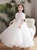 Mädchen Kleider Kinder Klavier Performance Kleid kleine Gastgeber Prinzessin Geburtstagsfeier Blume Weißer Schleier