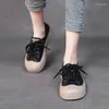 Chaussures décontractées drkanol 2024 Spring Women Board Geothesine Le cuir rond rond à lacets plate-forme plate baskets dames single noir noir