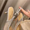 Rhinestone High Heels Designer Sandals Sandals Abito da sposa Scarpe da sposa Mesh glitter Punta di Muller Pompe Donne Donne