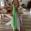 Сексуальное без списка с длинным шифоновым пляжным платье для женщин для женщин 2024 Летние каникулы Контрастные Vece Heard Holiday Планша пляжные одежды 240506