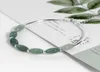Ruifan 925 Sterling Silver Armband Ladies Natural Green Jade Oval Waterdrop Lucky Bead Charms Women039s Armband Smycken YBR08904353
