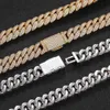 Collier hip hop de haute qualité 10 mm Clamhell Double Row Zircon Cuban Chain Brace Bracelet pour hommes Bijoux