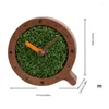 Table Clocks Unique Round Alarm Clock Body Grass Decors For Bedroom Office