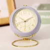 Table Clocks Light Alarm Clock With Night Silent For Bedroom Decoration Small Quartz Circular Morning Office Desk Children