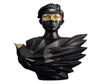 European Black Gold Aerial Bird Figure statue résine artisanat abstrait art personnage sculpture accessoires de décoration de maison cadeau T20064845809