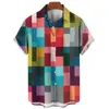 Herren-Casual-Shirts Männerhemd 3d Plaid gedruckt kurzärmelig für hawaiianische T-Shirts Sommer Originalkleidung übergroß