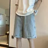 Heren jeans 2024 zomer mode streetwear rechte denim shorts man man los high taille korte mannen casual pocket baggy g211