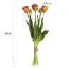 Flores decorativas 5 de cabeça/pacote bouquet de látex artificial Tulipe Buquet Real Touch Fake for Home Decor Party Wedding Bridal Layout