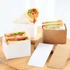 Geschenkomschakeling 500 stks Kraft Paper Sandwiches Inpakdoos Dikke Ei Toast Brood Ontbijt Verpakking Burger Burger Toestijdlade