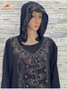Ethnische Kleidung Abaya Muslim Maxi Long Slvedress mit Cap Women Diamond Arabische Dubai Islamische Kleidung Herbst Neue losen lässige Türkei Kimono T240510