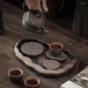 Çay tepsileri vintage stoare seti yaldızlı lotus tepsisi su depolama tipi kuru seramik çaydanlık saksı tutucu