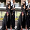 2019 sexy Prom -Kleider atemberaubender Jumpsuit Black Evening Wear Long Sleeves Pailletten Perlen -Promkleider mit abnehmbarem Zug Custom Made 2061