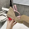Designerschuhe Espadrille Sandalen Keile Plattform Sandalenkleid Party Schuh Lederpumpen Strohwebel schwarz mit Schachtel 564