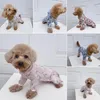 Abbigliamento per cani Raincoat grazioso cartone animato PET con quattro gambe Design con cappuccio antivento impermeabile per piccoli cani medium morbida piena