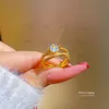 Anello ad anello aperto anelli anelli anelli di dito in oro regolabile ad anello classico ad anello classico designer gioielleria femmina femmina di matrimonio regalo digatto anello diamantato