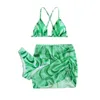 Dames badmode zomer mode groen zwempak sexy bikini set drie sets hangen nekpunttype