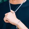 Gold Placing Men's Diamond Iced Out Tennis Chain Clear Moissanite Hip Hop Collier Bijoux