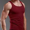 Mens Summer Pure Cotton Vest Sports Fitness Sleeveless Tank Top Solid Muscle Basic Oneck Bodybuilding Tops 240429