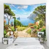 Tapisseries beaux paysages tapisserie européenne jardin de jardin vue vue murale accrochage hippie bohème esthétique décoration de la maison de la maison