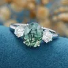 Bague de fiançailles Antique Moss Moss Agate 925 Sterling Silver Marquise Cut Zircon For Women Jewelry Gands à la main Cadeaux