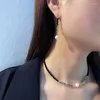 Chains Natural Stone Necklace For Women K- Black Spinel Freshwater Ethnic Pearl Choker Crystal Chip Bead Bracelet Earring Jewelry