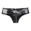 Zipper Open Crotch Fetish Leather Shorts For Sex Erotic Porn Below Crotchless Underwear Glossy Wetlook Latex Mini Hot Pants Sexi Catsuit Costumes