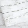Fonds d'écran classiques blancs gris blanc et bâton papier peint Planche bois fausse amovible auto-adhésif en papier vintage mural décoratif