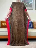 Etnik Giyim 2023 NEW STYLE Moda Büyük Boy Afrika Kadın Giyim Dubai Dashiki Abaya Leopar Baskı Tasarımı Eşarp Gevşek Uzun Elbise T240510