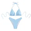 Mulheres de banho feminina Fairycore Summer Sweet Biquíni Conjunto de biquíni Plaid Print Tie-up Bra com arco de maiô de calcinha de cintura baixa