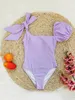 Swimwear féminin 2024 Purple for Girls Color Color Square Clead Bud Sleeve Triangle rembourré Micro Bikinis Sexy Low RAIN