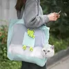 Porteurs de chats sac sorties de compagnie caricaturé portable style respirant un sac à main épaule petit chien avec une tête exposée l'été