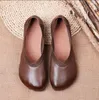 Повседневная обувь ручной работы подлинные кожаные женщины.