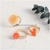 Anneaux de bande 3 PCS / Set Fruit Fruit Orange citron en plastique Résine pour femmes Girls Couleurs Gold Metal Ajustement Rague d'ouverture Rien de bijoux Dr Dhzlp