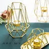 Kaarsenhouders Noordse metalen kandelaar Rose Gold Holder Creative Hexagon Stand Huishouden Prachtig licht Luxury Candelabra Decor