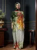 エスニック服2024 Neue Art Mode Bergroe Afrikanische Frauen Kleidung Dubai Dashiki Abaya FR Size Design Mit Schal Lockeres Langes K T240510