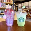 New s Sakura budding Pink straw coffee cup Cherry Blossom Plastic cold water cup Accompanying cup with flower Dust plug5075734