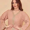 Etniska kläder jalabiya kaftan klänning för kvinnor dubai kalkon gyllene band trim löst muslimska arabiska islamiska kläder party mantel marockansk klänning t240510