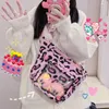 ショルダーバッグ日本のかわいい人形バッグパーソナライズされた透明な透明なPVC itabag学生女の子ヒョウキャンバスメッセンジャーファッション女性