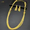 Boucles d'oreilles à collier long de luxe de Dubaï pour les bijoux de cou couloir en or indien de la mariée avec des cadeaux de banquet à filet 240506 240506