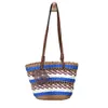 Çim tek omuz kadınları oyuk out tasarım el yapımı karışık renk rahat ve basit çim dokuma çanta