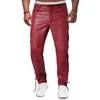 Men's Pants 2024 New Hot Selling Mens Gothic Leather Pants Fashion Shoulder Straps Rock Motorcycle Leather Pants American PU Leather PantsL2405