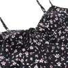 Grundlegende lässige Kleider modische italienische Spaghetti Schultergurt schwarzer Blumenrock für Frauen ärmellose Vneck Mini Body Kleid Sommer Damen Hosenträger Rücken