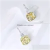 Earrings Necklace Designer Collection Style Women Lady Inlay White Yellow Cubic Zircon Pendant Square Round Pear-Shape Oval Diamon Dhcqw