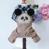 Appareils pour chiens Excellent habit à saut lavé pour animaux de compagnie adorable habillage de dessin animé Panda Plaid