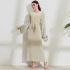 Vêtements ethniques à la mode brodés longues musulmanes longues musulmanes djellaba robe syari femme pleine longueur veste musulmane abaya robe avec ceinture t240510