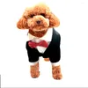 Собачья одежда черная одежда джентльмена свадебные костюмы формальные рубашки с луком для маленьких костюмов средних собак костюм для зона пит -костюма