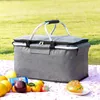 Outdoor Picknickkorb Kühler Gehäuse Boxthermal Isoliert Bagfaltbar Aluminium Rahmen wasserdichtes Folilfrucht -Aufbewahrungsbeutel 240509