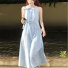 Robes décontractées 2024 Tempérament estival Fée douce simple et pur désir de dopamine française robe de trajet bleu petit frais frais