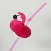 Disposable Cups Straws 50PCS Creative 3D Cartoon Flamingo Pink Plastic Straw Pool Wedding Party Bar Drink Sparkling Water Decor