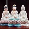 Figurki dekoracyjne Top wysokiej jakości porcelanowy porcelanowy Buddha Statua Statua Azja Ochrona domu Sanktuarium Guan Yin pu sa avalokitesvara